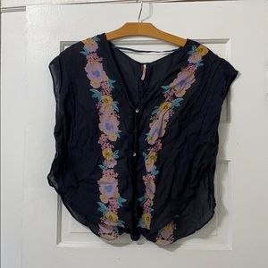 Free People Loose Floral Blouse